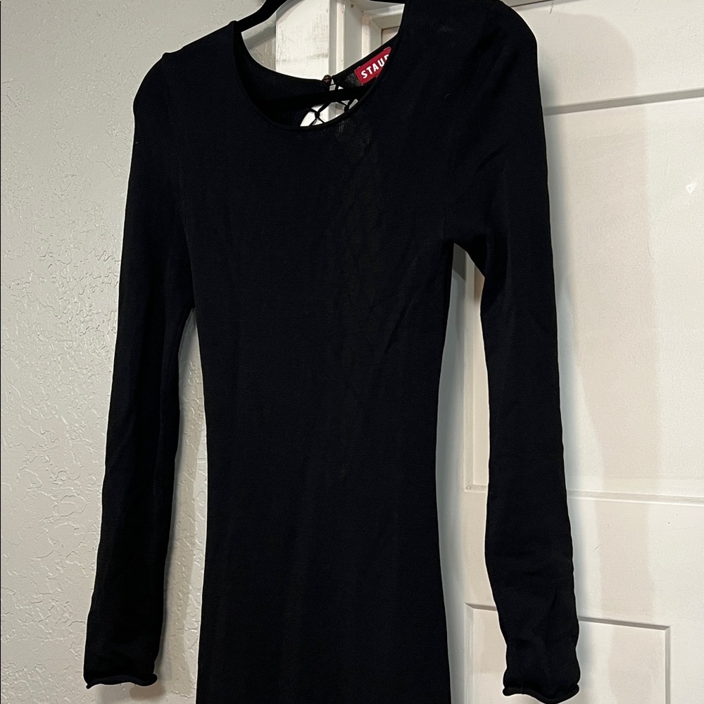 STAUD SUZEL BLACK KNIT LONG SLEEVE MAXI DRESS SMALL - Picture 4 of 14